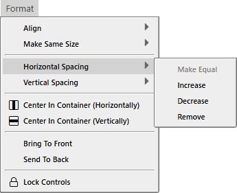 Format Horizontal Spacing Menu