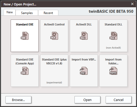 New / Open Project New / Open Project